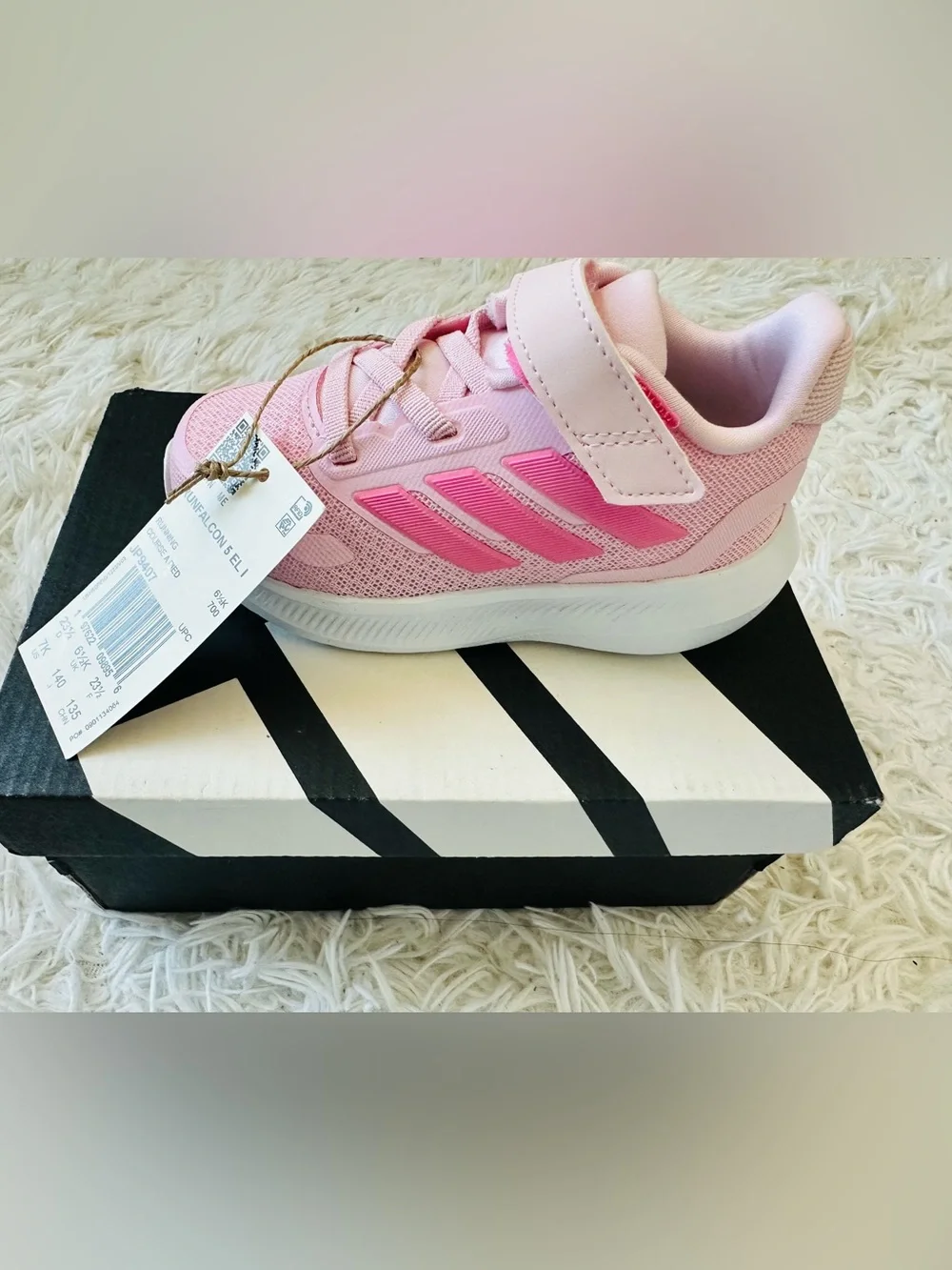 Adidas Runfalcon 5 Kids Pink White Velcro Running Shoes Size 7K New in Box